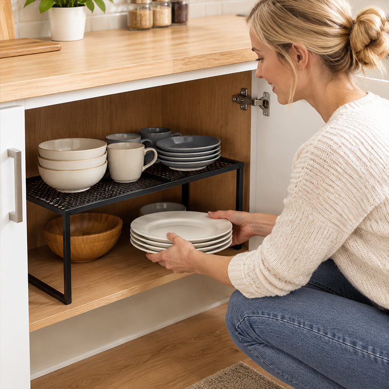1PC Heavy-Duty Adjustable Closet Shelf Organizer – Height-Adjustable Vertical Storage Rack, Retractable Space-Saving