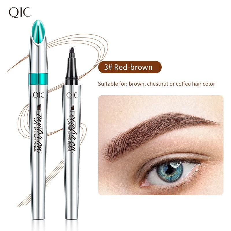 QIC Eyebrow Tattoo Pen Waterproof Fork Tip Eyebrow Ink Pen 4 Heads Liquid Eyebrow Pen