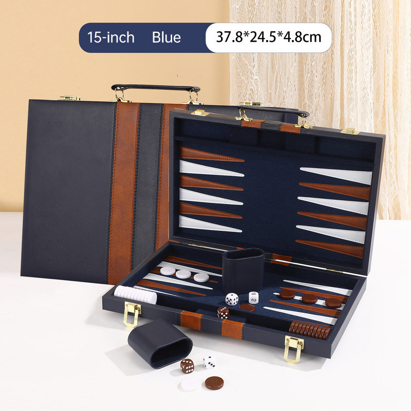 Roll-Up Leather Backgammon Set – Portable Travel Board Game for Outdoor & Family, Practical Folding Case