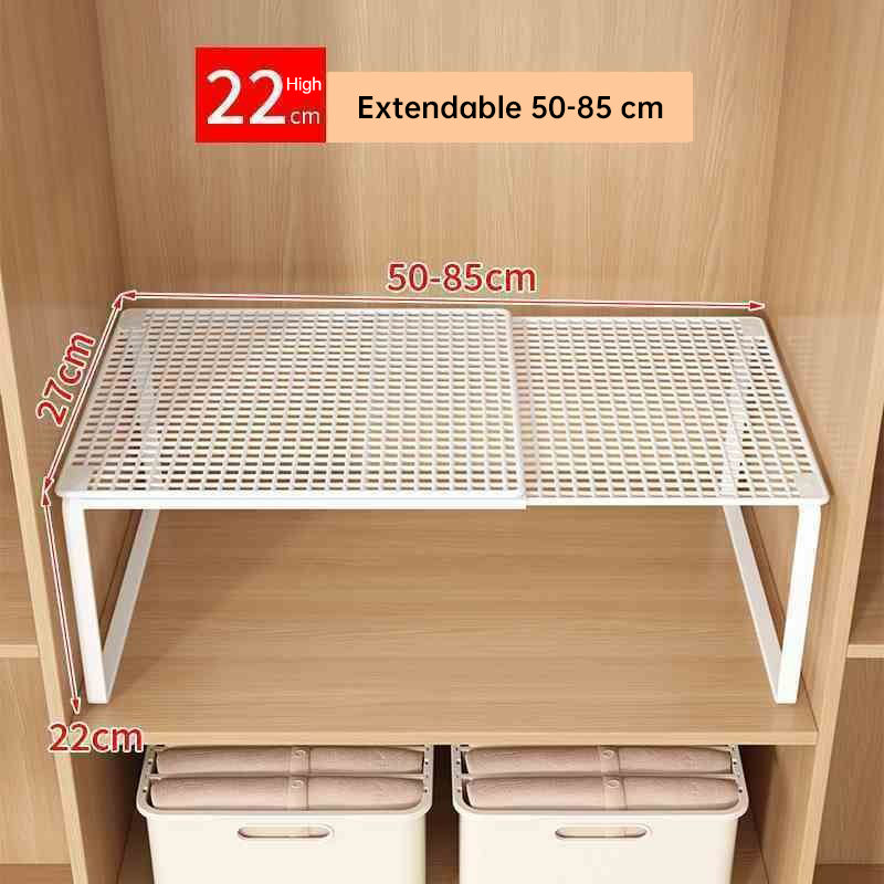 1PC Heavy-Duty Adjustable Closet Shelf Organizer – Height-Adjustable Vertical Storage Rack, Retractable Space-Saving