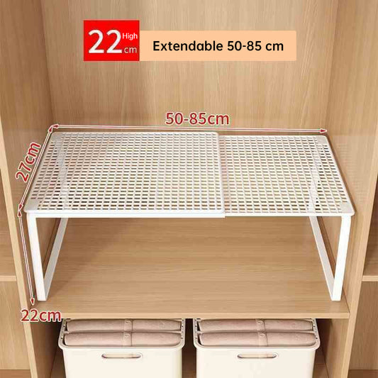 1PC Heavy-Duty Adjustable Closet Shelf Organizer – Height-Adjustable Vertical Storage Rack, Retractable Space-Saving