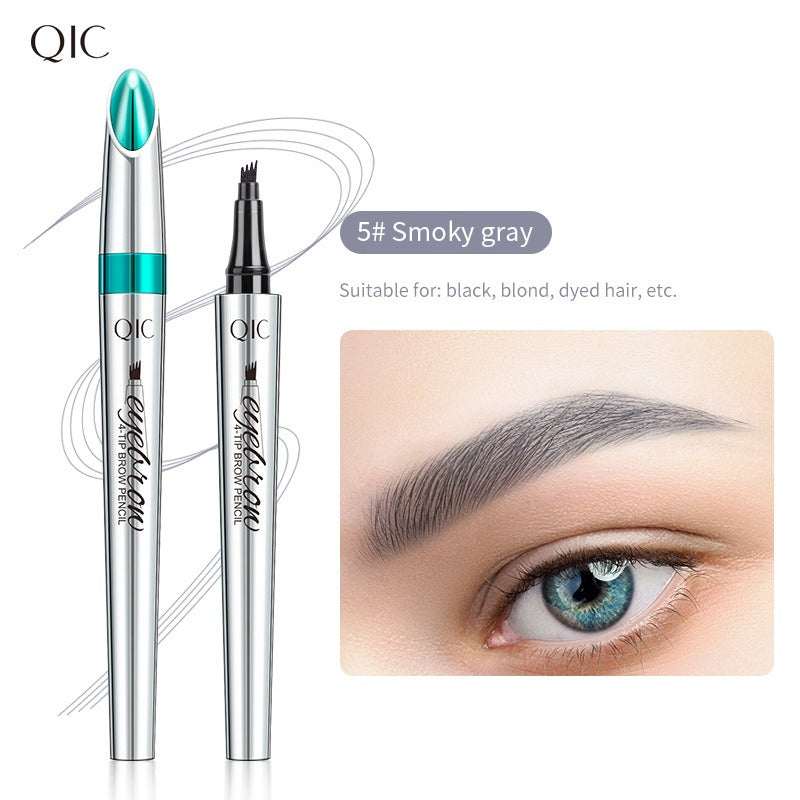 QIC Eyebrow Tattoo Pen Waterproof Fork Tip Eyebrow Ink Pen 4 Heads Liquid Eyebrow Pen