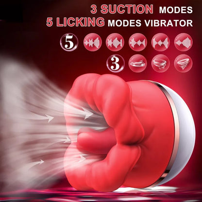 Full Automatic Tongue Sucking And Mouth Filling Female Masturbator Massager Rechargeable Fun Toy Vibrator Silicone