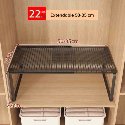 1PC Heavy-Duty Adjustable Closet Shelf Organizer – Height-Adjustable Vertical Storage Rack, Retractable Space-Saving