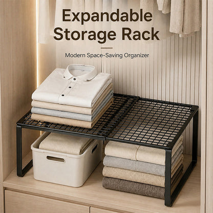 1PC Heavy-Duty Adjustable Closet Shelf Organizer – Height-Adjustable Vertical Storage Rack, Retractable Space-Saving